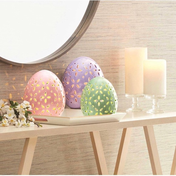Members Mark Other - New Pre-Lit Pastel Easter Eggs Decor Set of 3